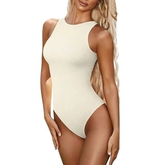 NEW- Round Neck Sleeveless Active Bodysuit - Picture 1 of 6